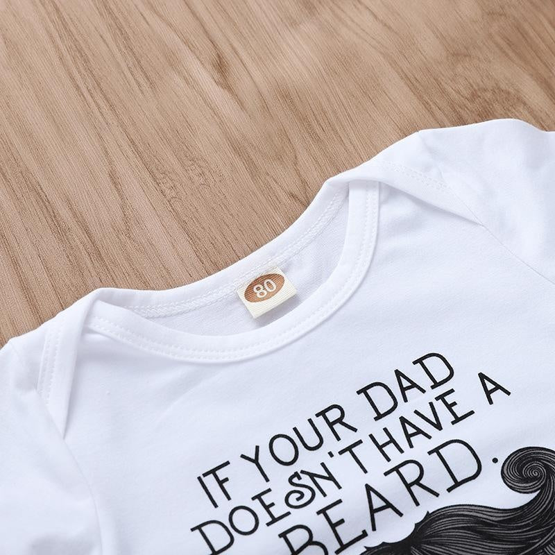 Letter Print Dad Beard Design Romper - MomyMall