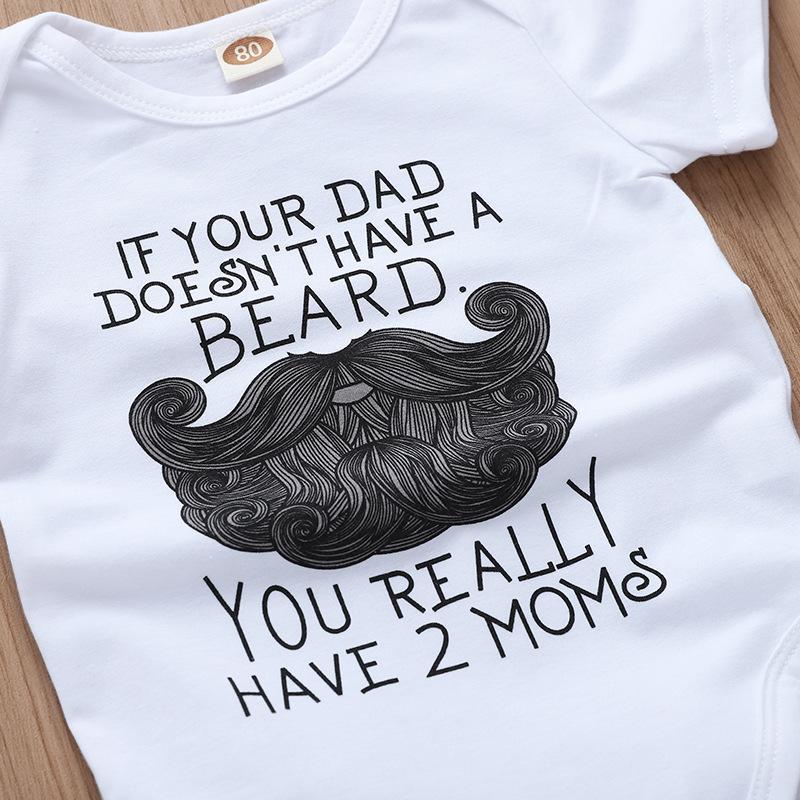 Letter Print Dad Beard Design Romper - MomyMall