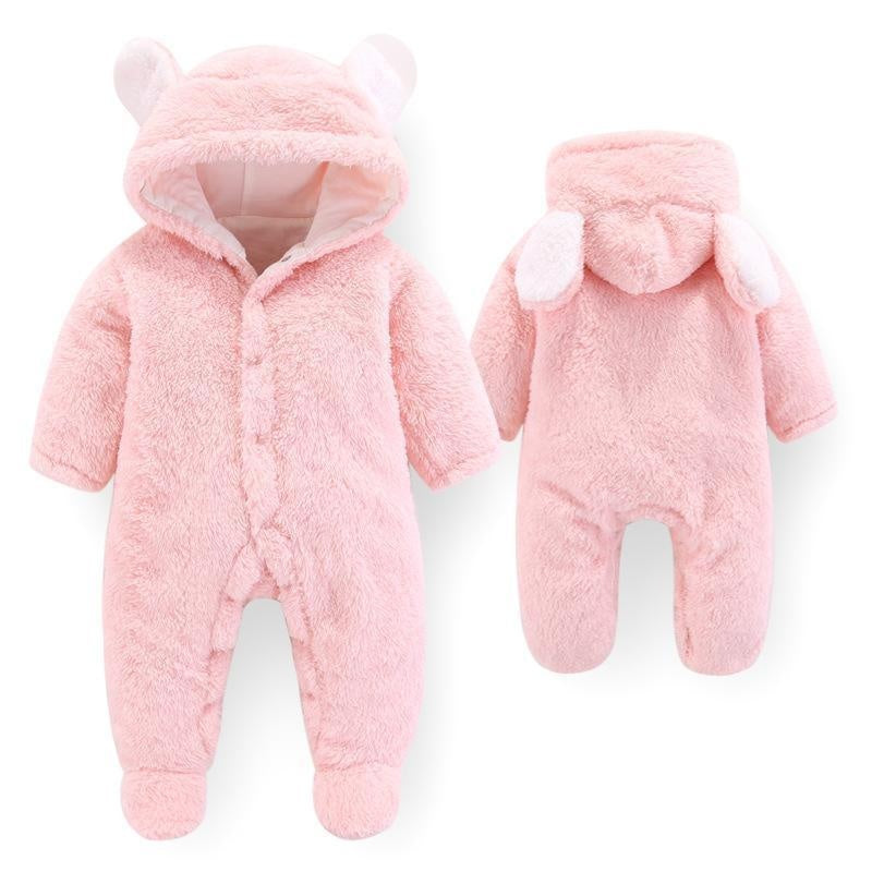 Baby 3D Bear Design Winter Hooded Jumpsuit - MomyMall