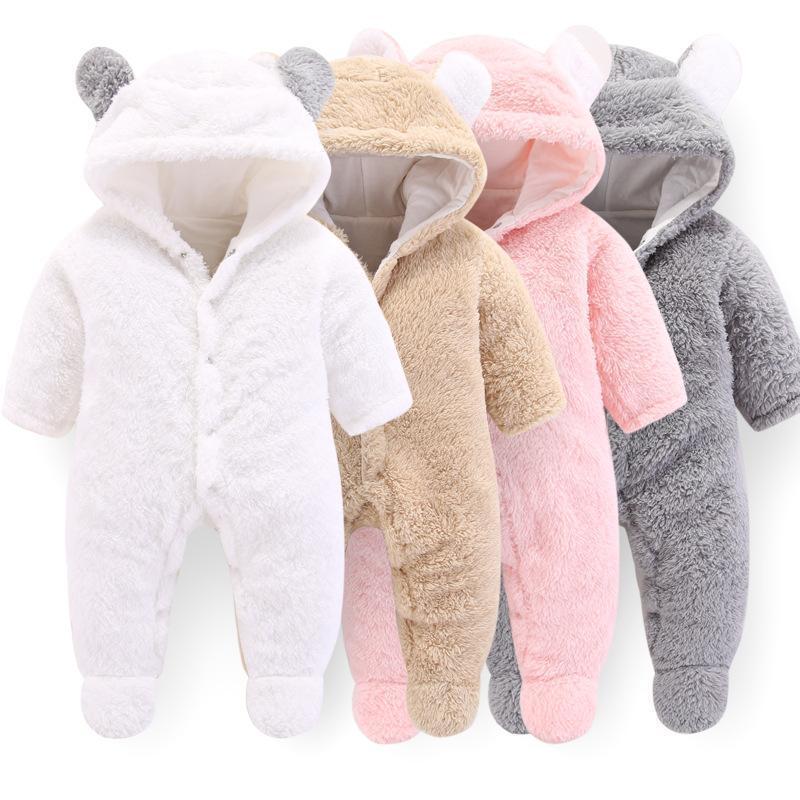 Baby 3D Bear Design Winter Hooded Jumpsuit - MomyMall