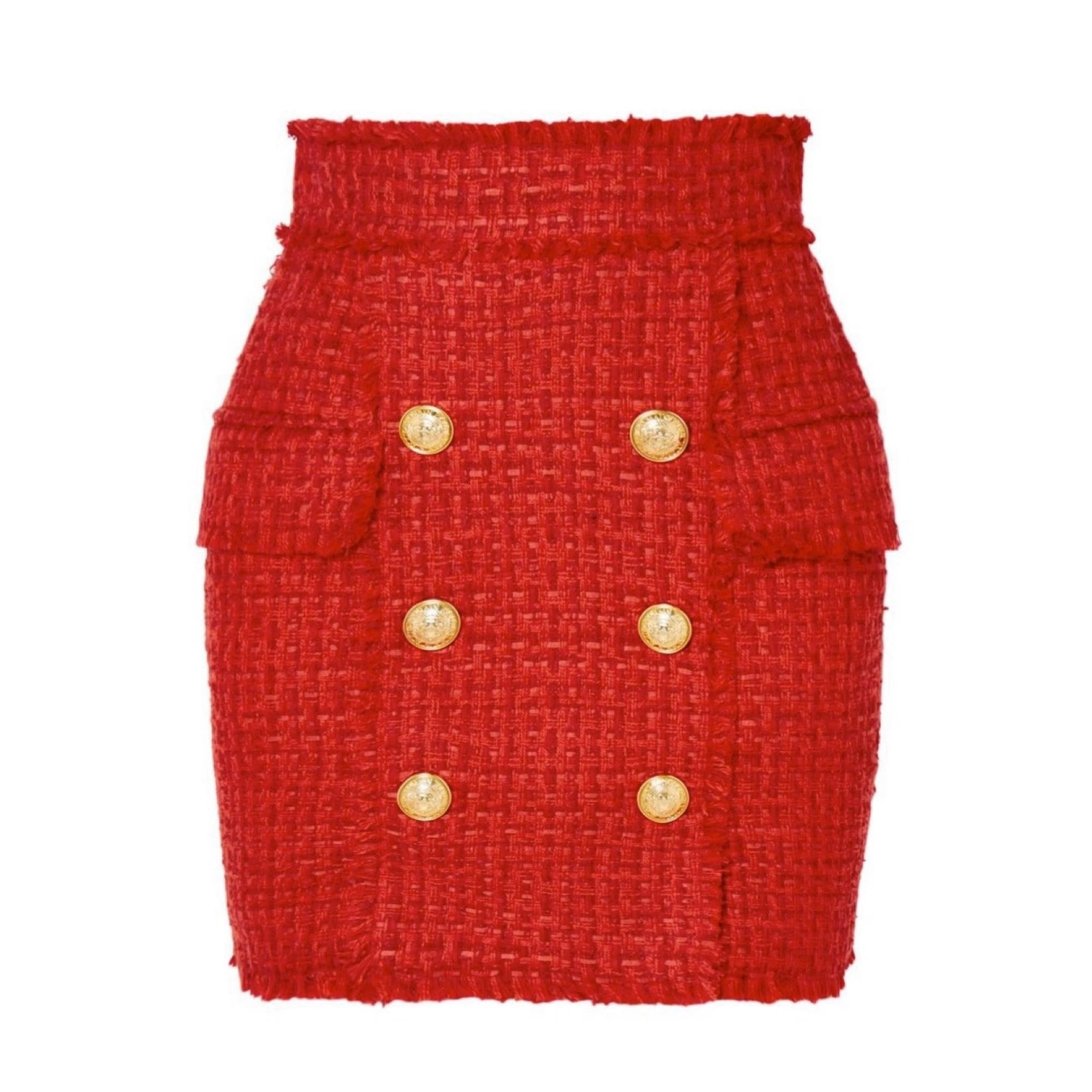 Tweed Red Skirt - MomyMall