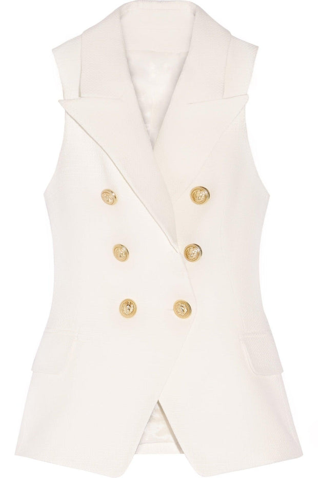 Gold Button Vest - MomyMall S / Off-White