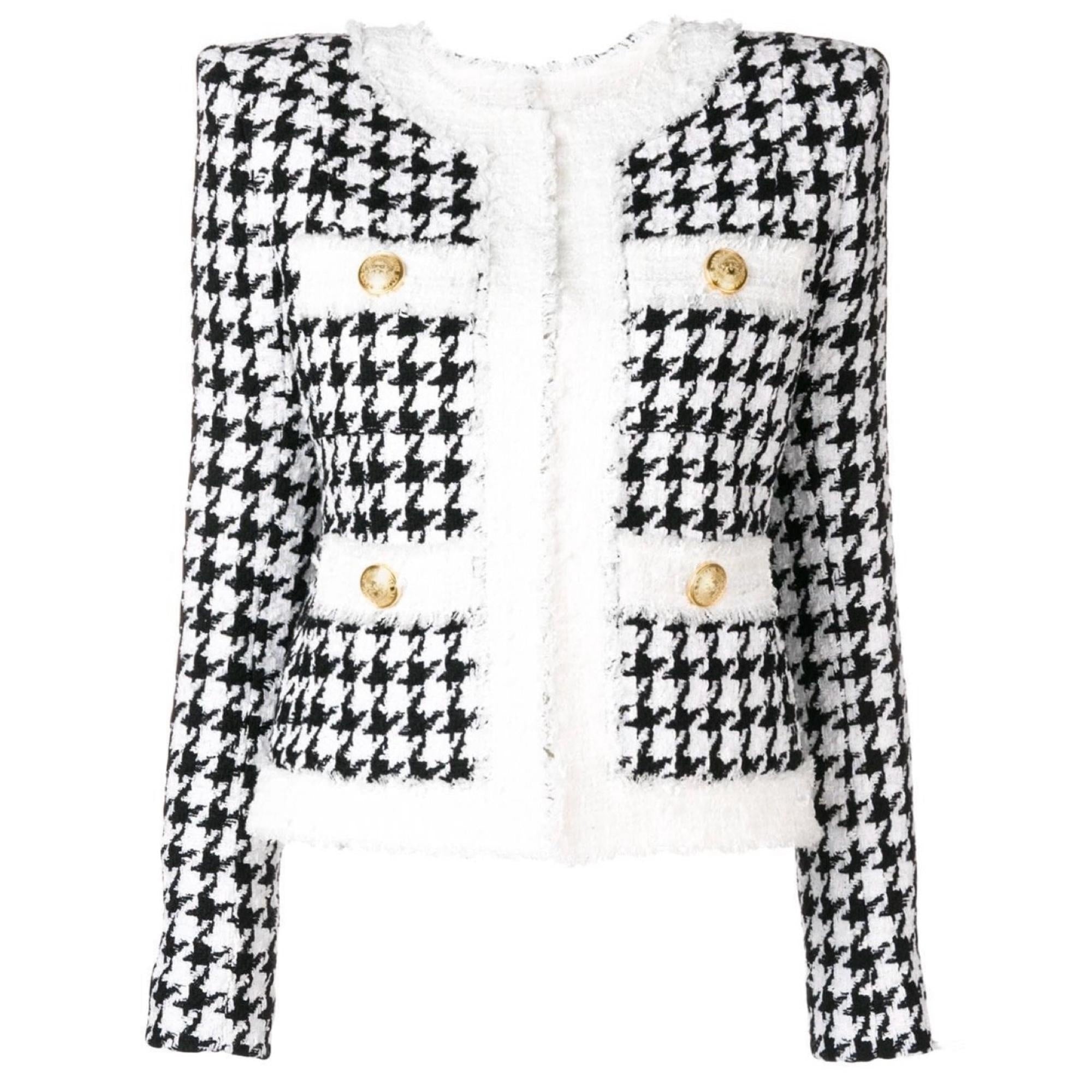 Tweed Houndstooth Jacket - MomyMall