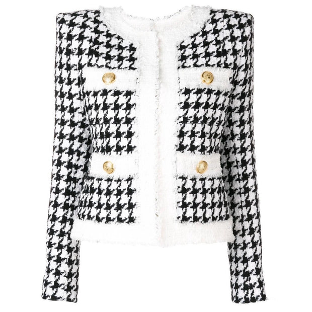 Tweed Houndstooth Jacket - MomyMall