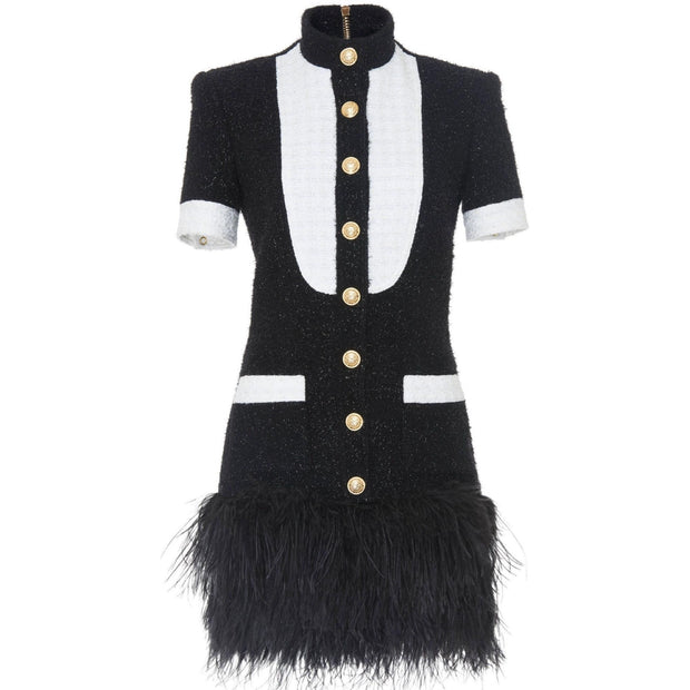 Tweed Feather Dress - MomyMall S
