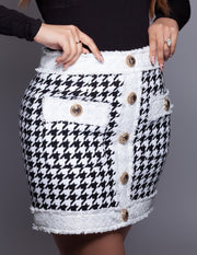 Tweed Houndstooth Skirt - MomyMall