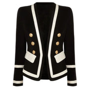 Black and White Gold Button Blazer - MomyMall