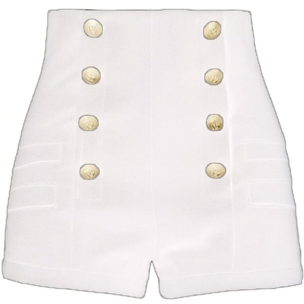 Button Shorts - MomyMall White / S