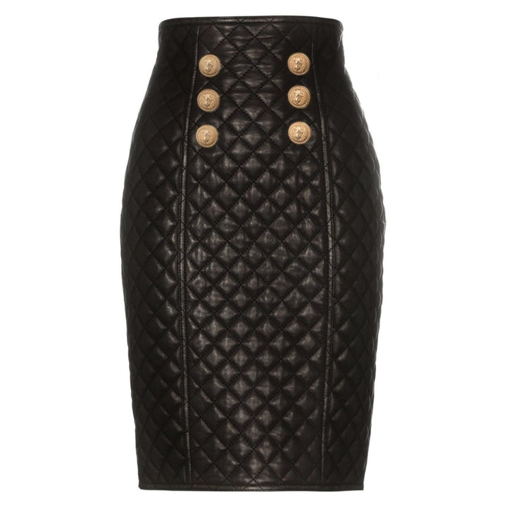Quilted Leather Skirt - MomyMall