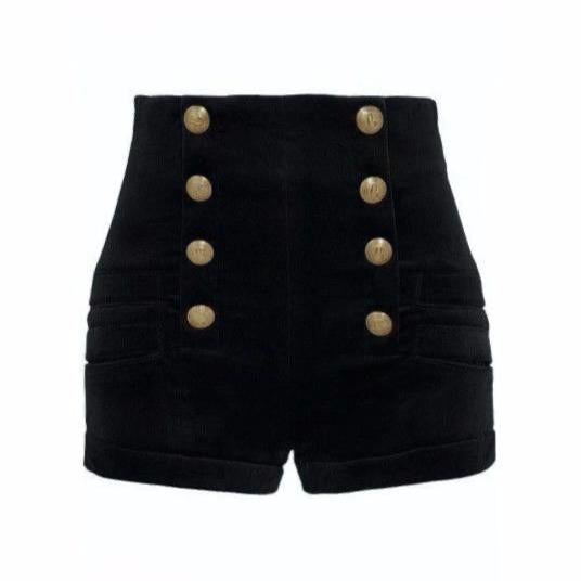 Velvet Button Shorts - MomyMall