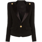 Collar Button Blazer - MomyMall Black / S