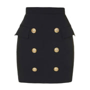 Gold Button Skirt - MomyMall Black / S