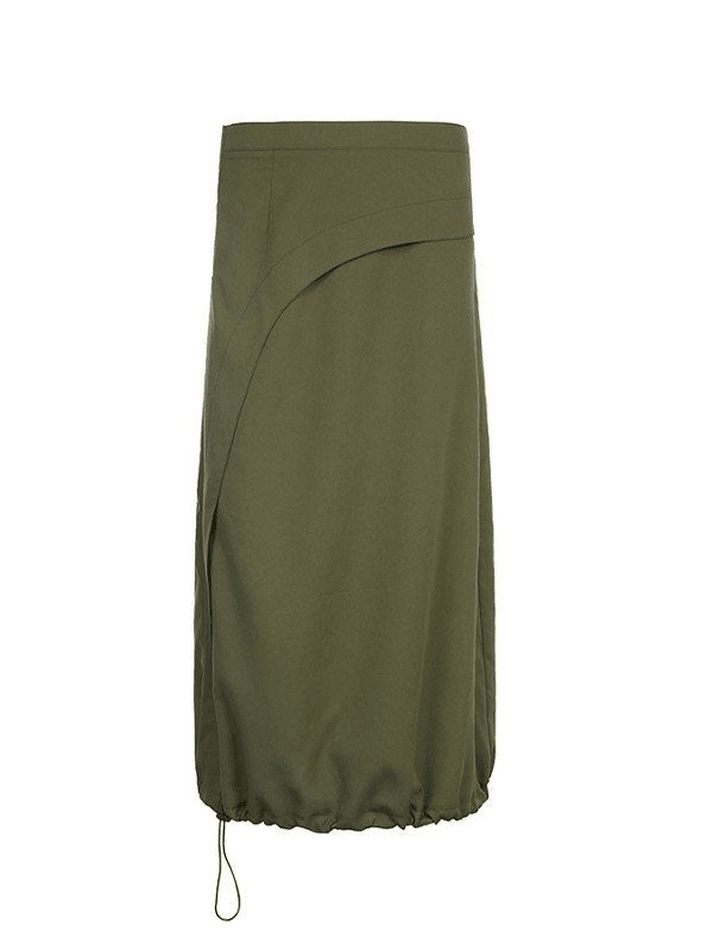 Irregular Patchwork Parachute Long Cargo Skirt - MomyMall