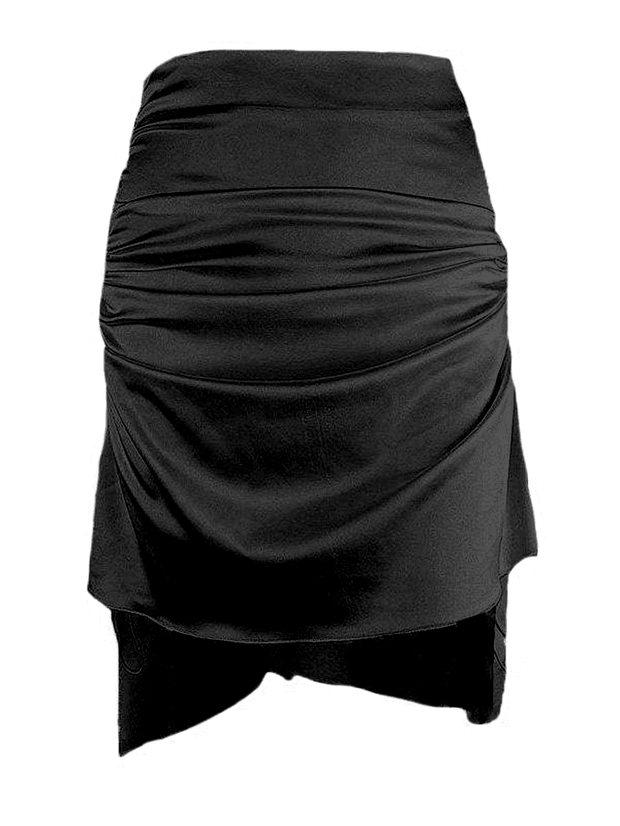 Irregular Satin Ruched Mini Skirt