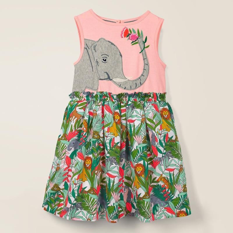 Jungle Elephant Sleeveless Dress - MomyMall 2-3 Years