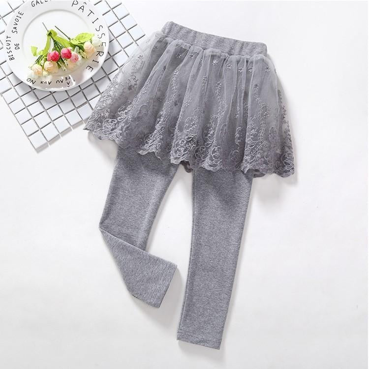 Kiki Lace Skirt Leggings - MomyMall Gray / 2-3 Years