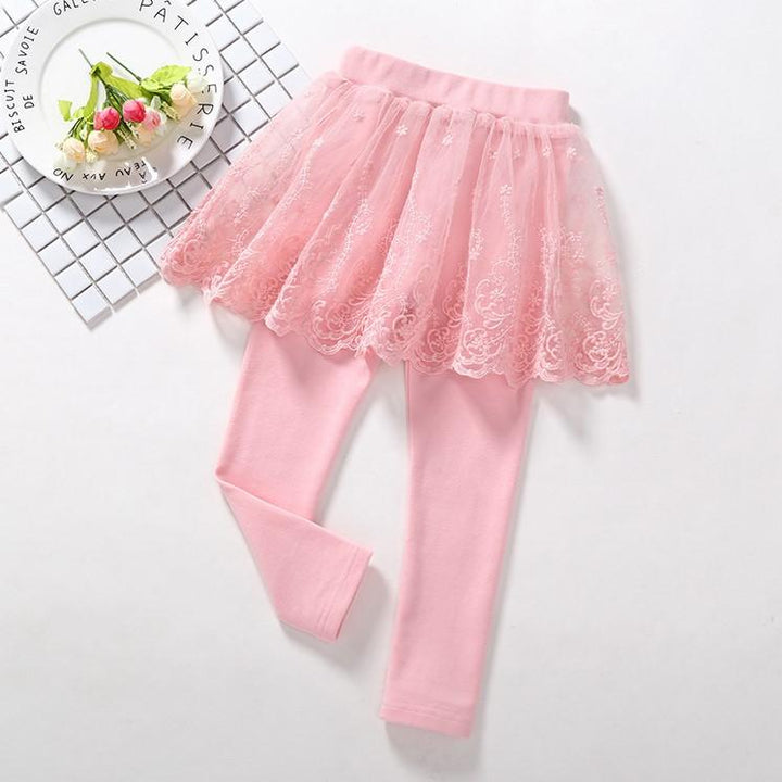 Kiki Lace Skirt Leggings - MomyMall Pink / 2-3 Years