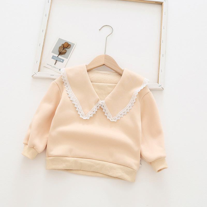 Lace Collar Plush Top - MomyMall Beige / 2-3 Years