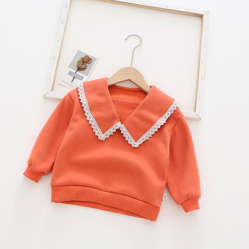 Lace Collar Plush Top - MomyMall Orange / 2-3 Years