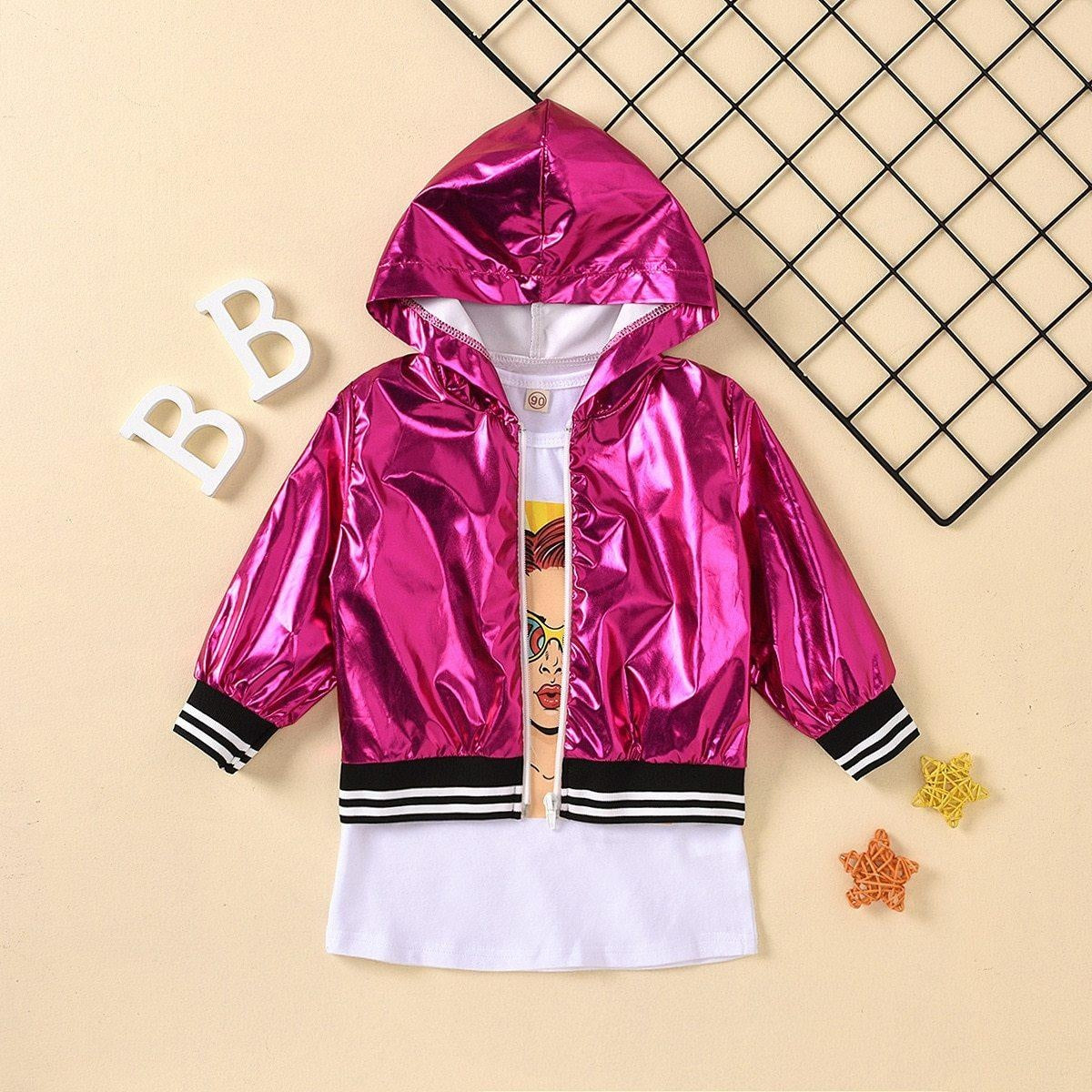 Girls Sets Autumn Full Sleeve Solid Hooded Tops+ Solid Coat 2pcs 1-8Years - MomyMall