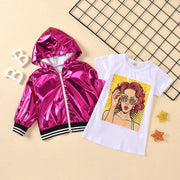 Girls Sets Autumn Full Sleeve Solid Hooded Tops+ Solid Coat 2pcs 1-8Years - MomyMall