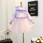 Kids Baby Girls Autumn Long Sleeve Tops +Rainbow Skirt 2pcs Sets 2-7Y