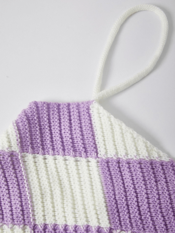 Ensemble deux pièces en tricot à carreaux