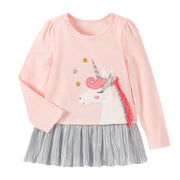 Lady Unicorn Patch Long Sleeve Dress - MomyMall 2-3 Years