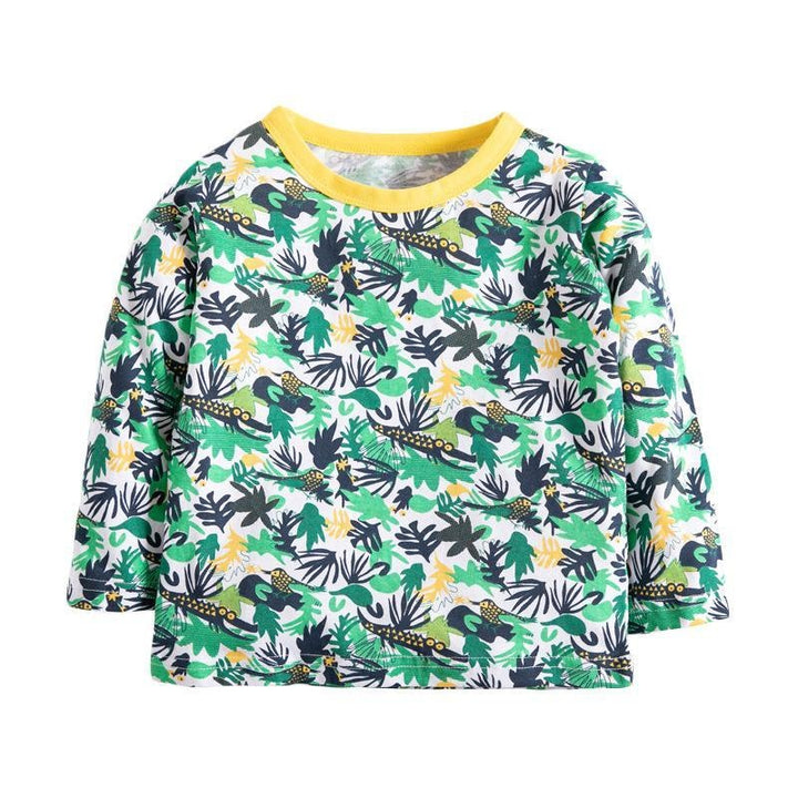 Leon Printed Pattern Cotton Long Sleeves Top