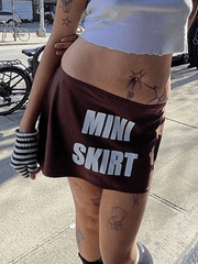 Letter Print Y2K Mini Skirt
