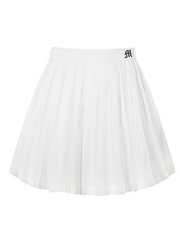 Lined Detail Embroidery Pleated Mini Skirt - MomyMall White / S