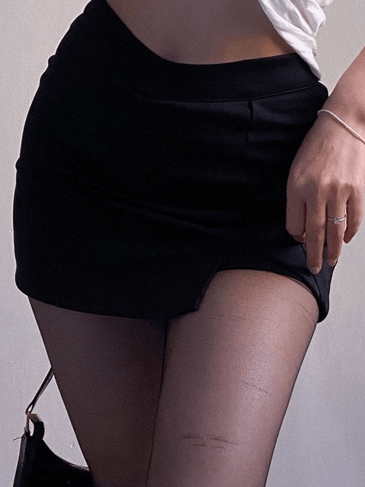 Lined Detail Split Cargo Mini Skirt - MomyMall