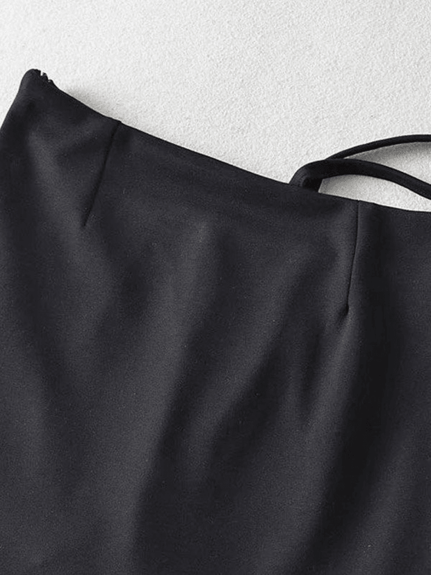 Lined Detail Strappy Mini Skirt