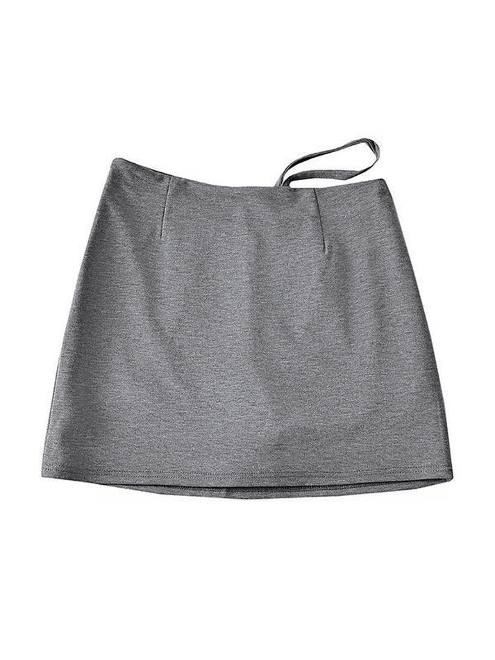 Lined Detail Strappy Mini Skirt