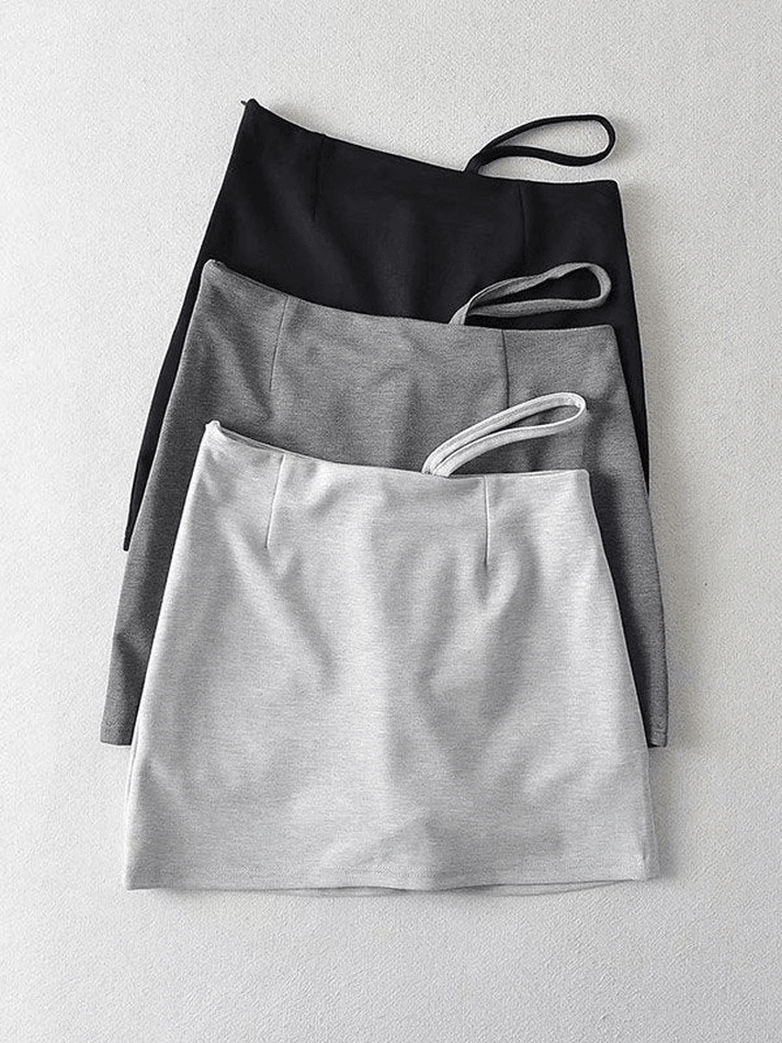 Lined Detail Strappy Mini Skirt