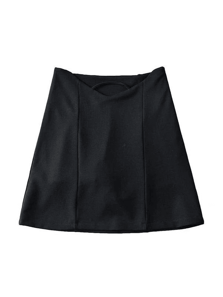 Lined Detail V Cut Mini Skirt