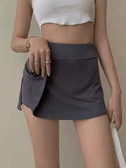 Lined Split Cargo Mini Skirt - MomyMall