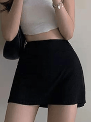 Lined Split Cargo Mini Skirt - MomyMall Black / S