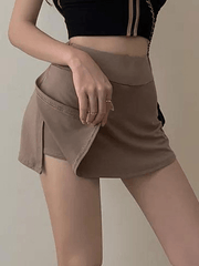 Lined Split Cargo Mini Skirt - MomyMall Khaki / S