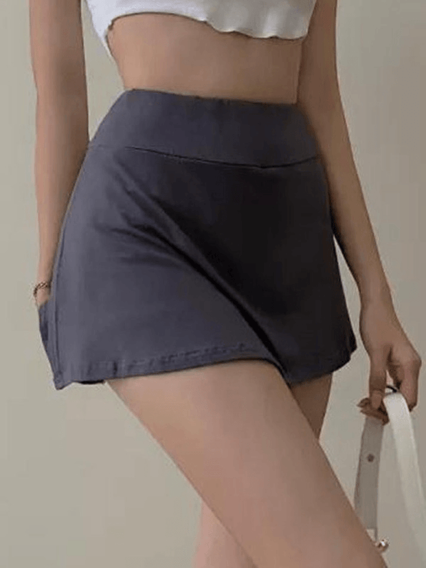 Lined Split Cargo Mini Skirt - MomyMall Gray / S