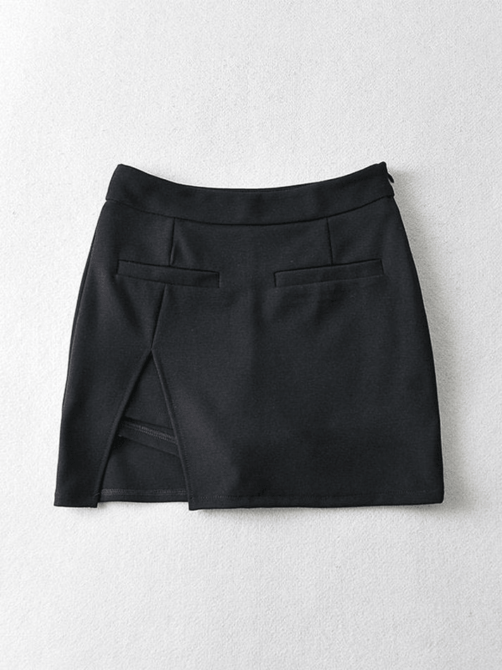 Lined Split Y2K Mini Skirt