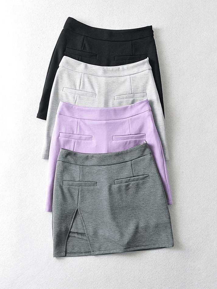 Lined Split Y2K Mini Skirt