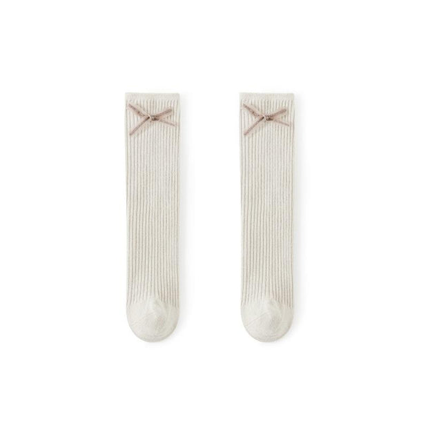 Lovely Bow Knee Socks - MomyMall Cream / 1-4 Years