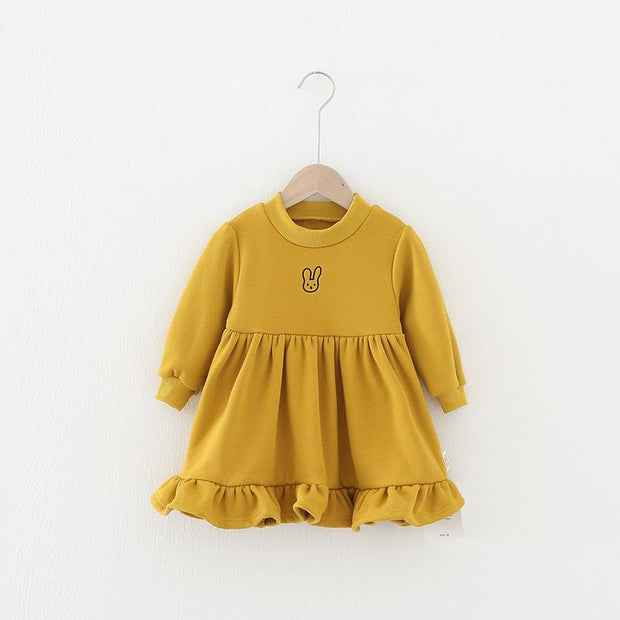 Tiny Bunny Ruffle Plush Dress - MomyMall Yellow / 18-24 Months