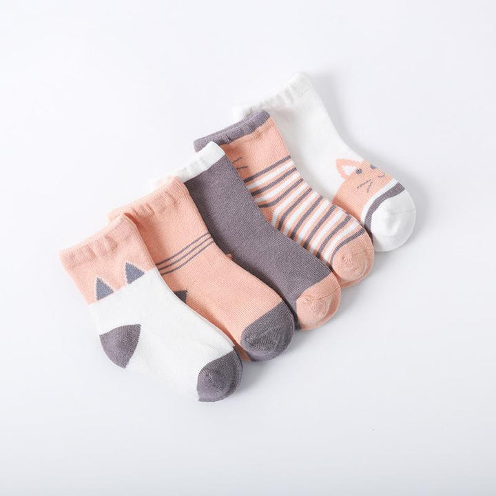 Basic Color Toned Socks [Set of 5] - MomyMall Peach / 0-12 Months