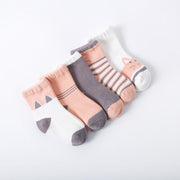 Basic Color Toned Socks [Set of 5] - MomyMall Peach / 0-12 Months