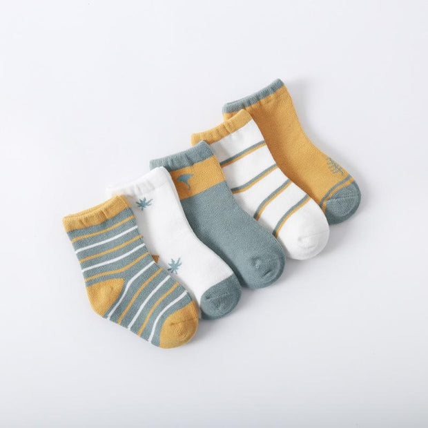 Basic Color Toned Socks [Set of 5] - MomyMall Yellow / 0-12 Months