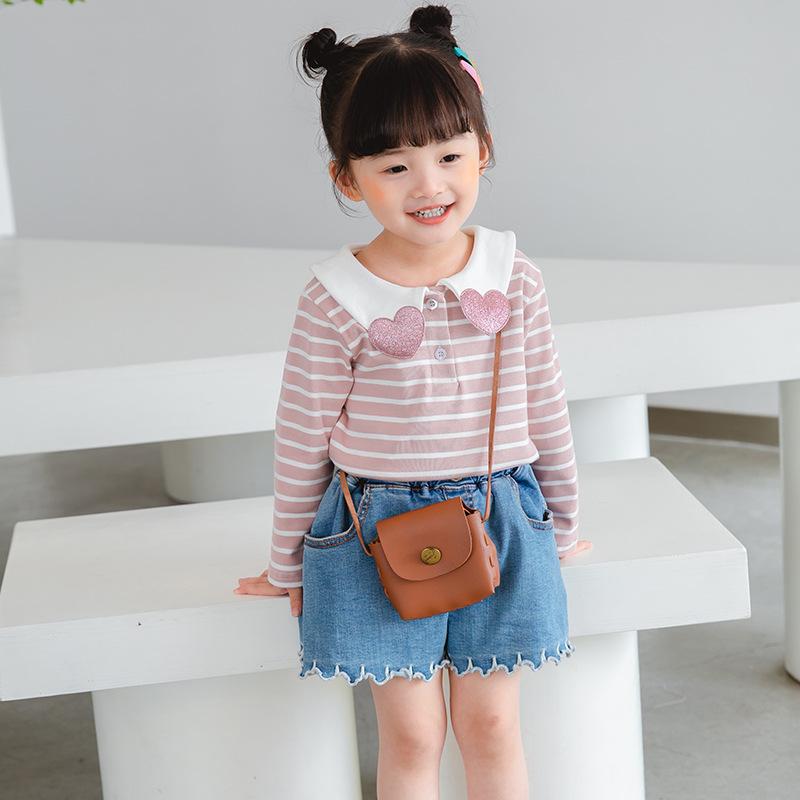 Lovely Heart Collar Stripes Top