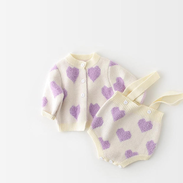 Candy Hearts Baby Knit Set - MomyMall Lilac / 3-6 Months