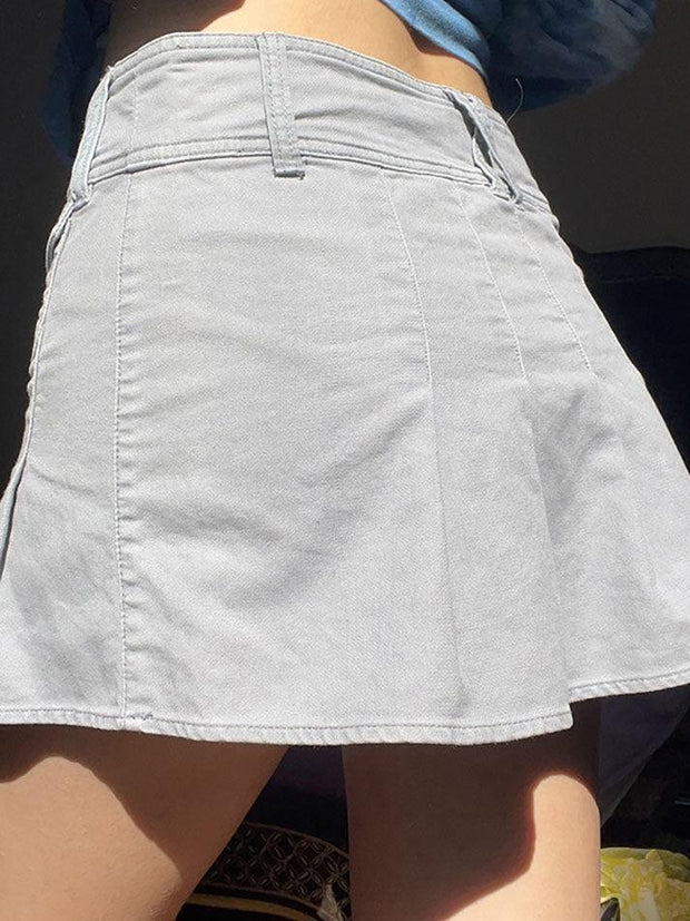 Low Waist Pleated Mini Skirt